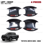 ชุด เบ้ากันรอย เบ้ากลม ถ้วยรองมือเปิด "REVO D" 4 ประตู 4 ชิ้น สีดำเงา สำหรับ Toyota Revo Hilux SR5 Pick Up ปี 2015-2022